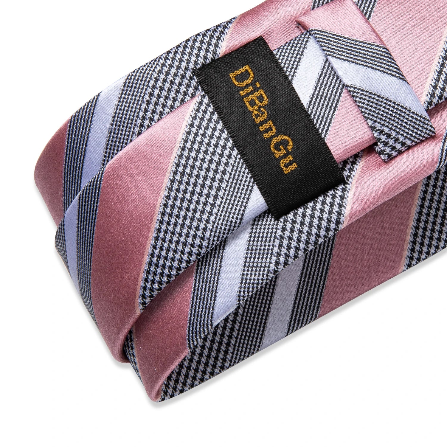 Pink blue Striped Men's Ties Business Wedding Neck Tie Pocket Square Cufflinks Tie Ring Men's Gift Gravata DiBanGu