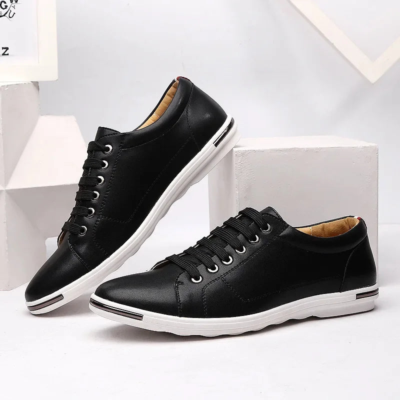 Sneakers Casual Leather Shoes for Men 2025 New Trend Walking Flats Comfortable Classic Solid Men Shoes Plus Size 48 Men Footwear
