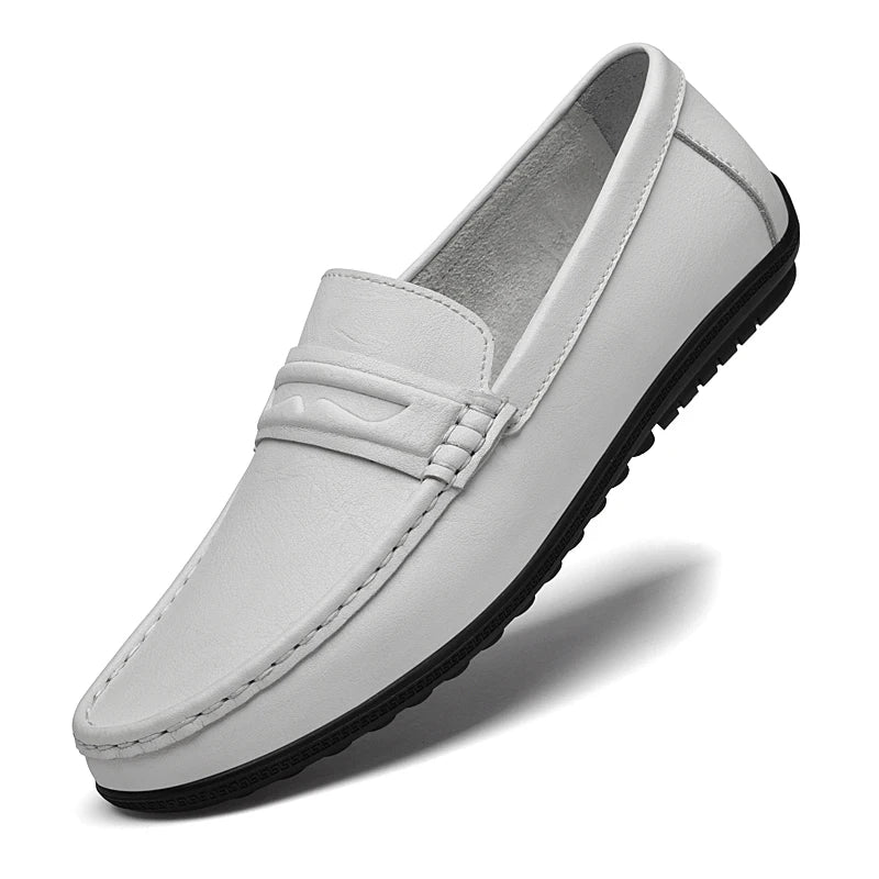 2025 New Casual Leather Mens Loafers Stylish Design Comfy Outdoor Slip on Walking Shoes Fashion Hollow Breathable Driving Flats