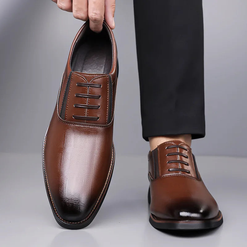 Big Size Soft Leather Shoes for Men Spring Autumn New Designer Casual Shoes Male Lace Fashion Wedding Dress Shoe Man