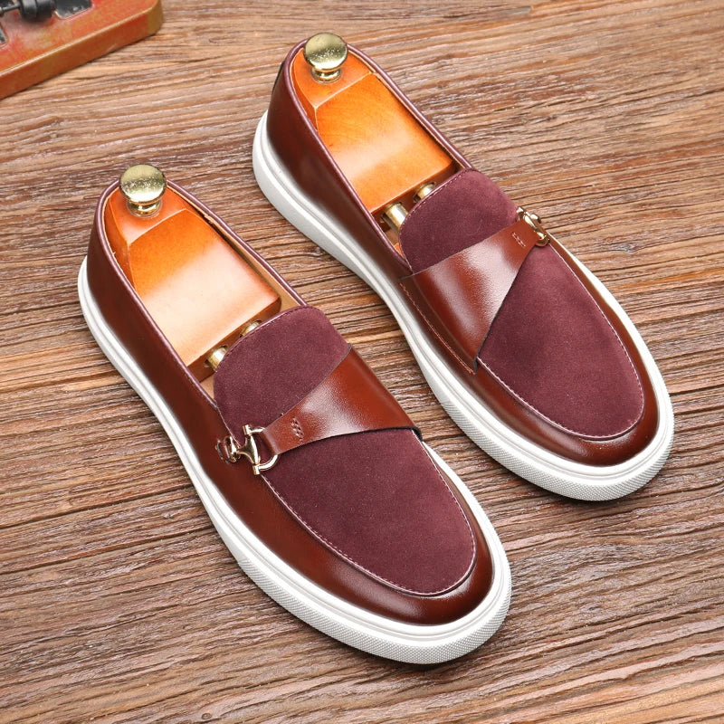 Fashion Men's Casual Slip-on Leather Shoes Men Classic British Style Penny Loafers Mens Outdoor Board Shoe Driving Flats