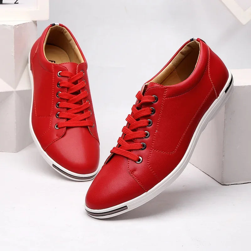 Sneakers Casual Leather Shoes for Men 2025 New Trend Walking Flats Comfortable Classic Solid Men Shoes Plus Size 48 Men Footwear