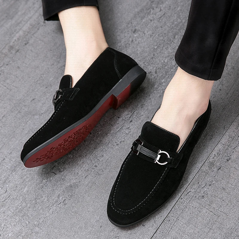 Classic Green Men's Suede Moccasins Large Size 47 Breathable Leather Loafers Men Low Slip-on Casual Shoes for Men zapatos hombre