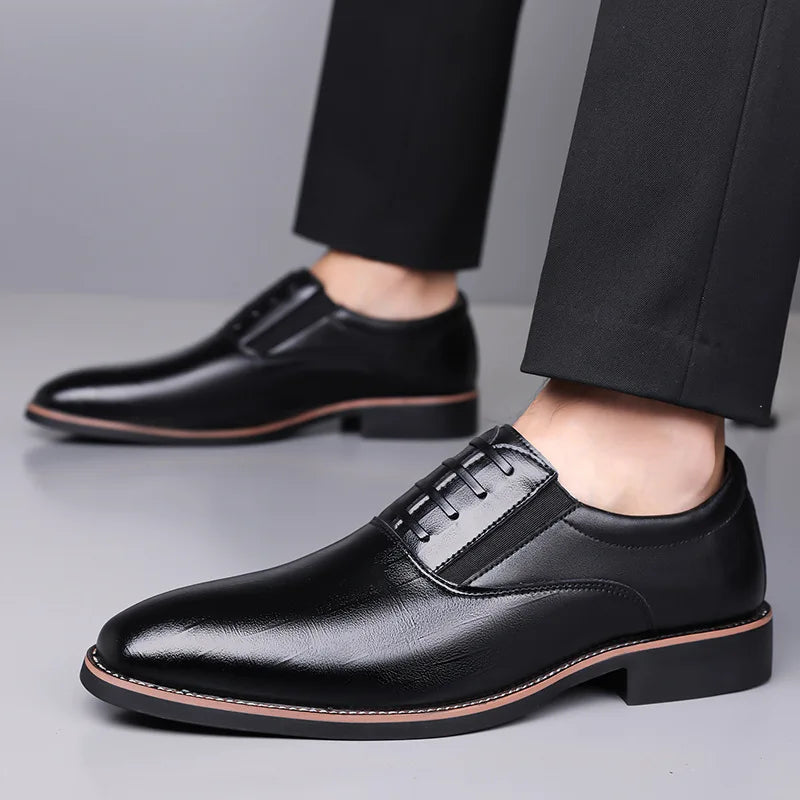 Big Size Soft Leather Shoes for Men Spring Autumn New Designer Casual Shoes Male Lace Fashion Wedding Dress Shoe Man