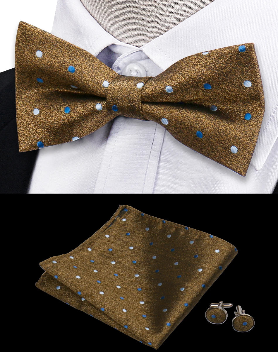 3pcs Bow Tie For Men Bowtie Handkerchief Cufflink Set For Shirts Fit Business Wedding Butterfly Paisley Pocket Square Bowtie Man