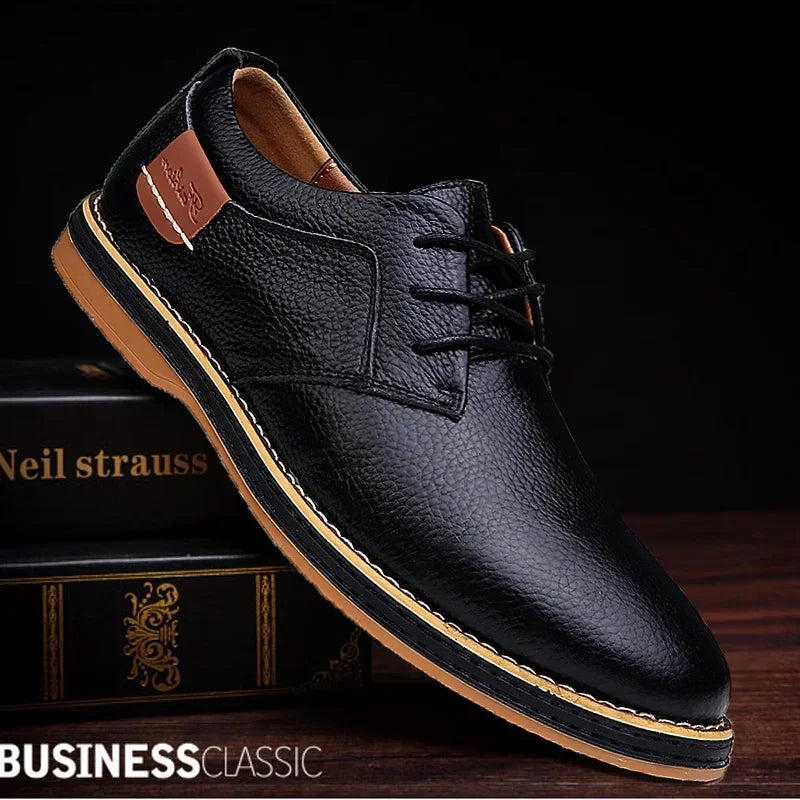 New Men Oxford Genuine Leather Dress Shoes Flats Man Leather Shoes Male Casual Shoes Footwear Loafers Plus Size Big Size 38-48