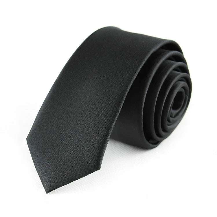 Black Colors Skinny 5CM Men's Necktie Polyester  Ties For Man Striped Dots Solid Jacquard Cravat Business Party Corbatas
