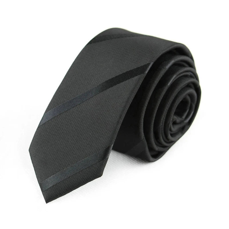Black Colors Skinny 5CM Men's Necktie Polyester  Ties For Man Striped Dots Solid Jacquard Cravat Business Party Corbatas
