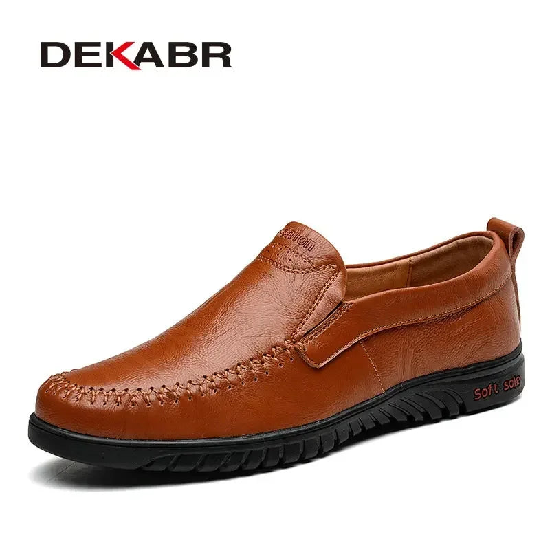 DEKABR Genuine Leather Men's Loafers Luxury Men Casual Shoes Fashion Driving Shoes Breathable Slip on Moccasins Size 37~47