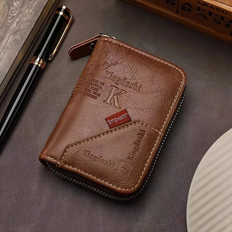 Vintage-Inspired Compact PU Leather Wallet - Multiple Card Slots, Portable Credit Card Holder, Stylish Retro Design