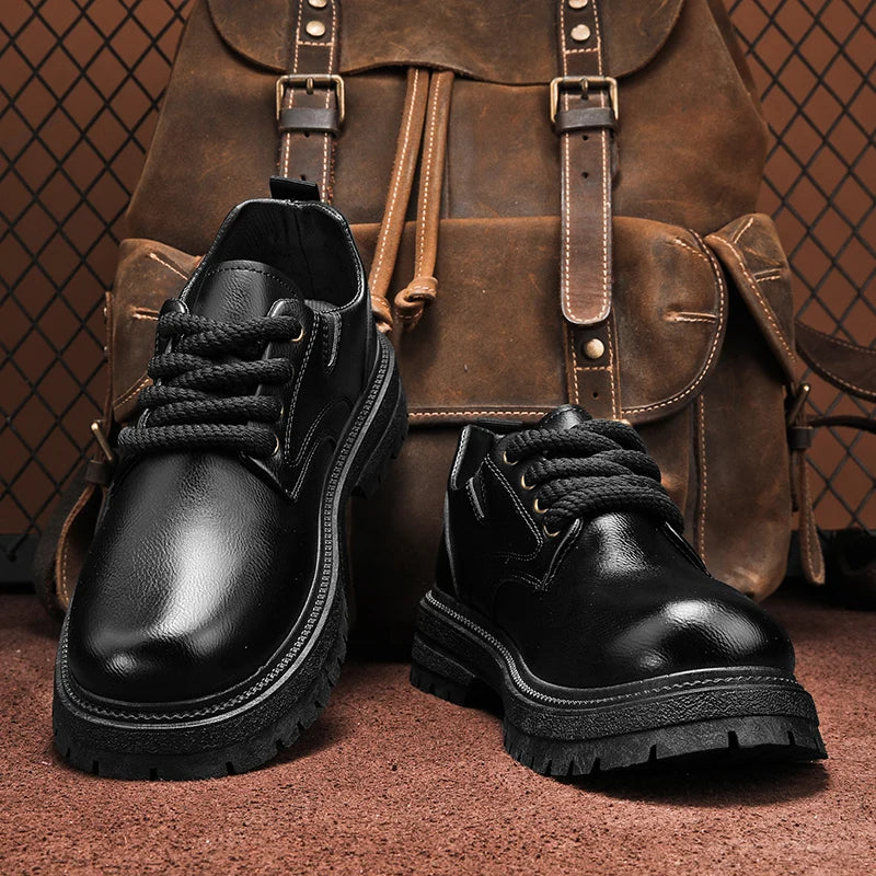 High Quality 2024 Men Casual Leather Business Tooling Shoes Comfy Thick Bottom Italian Male Shoes Antiskid Outdoor Oxford Shoes