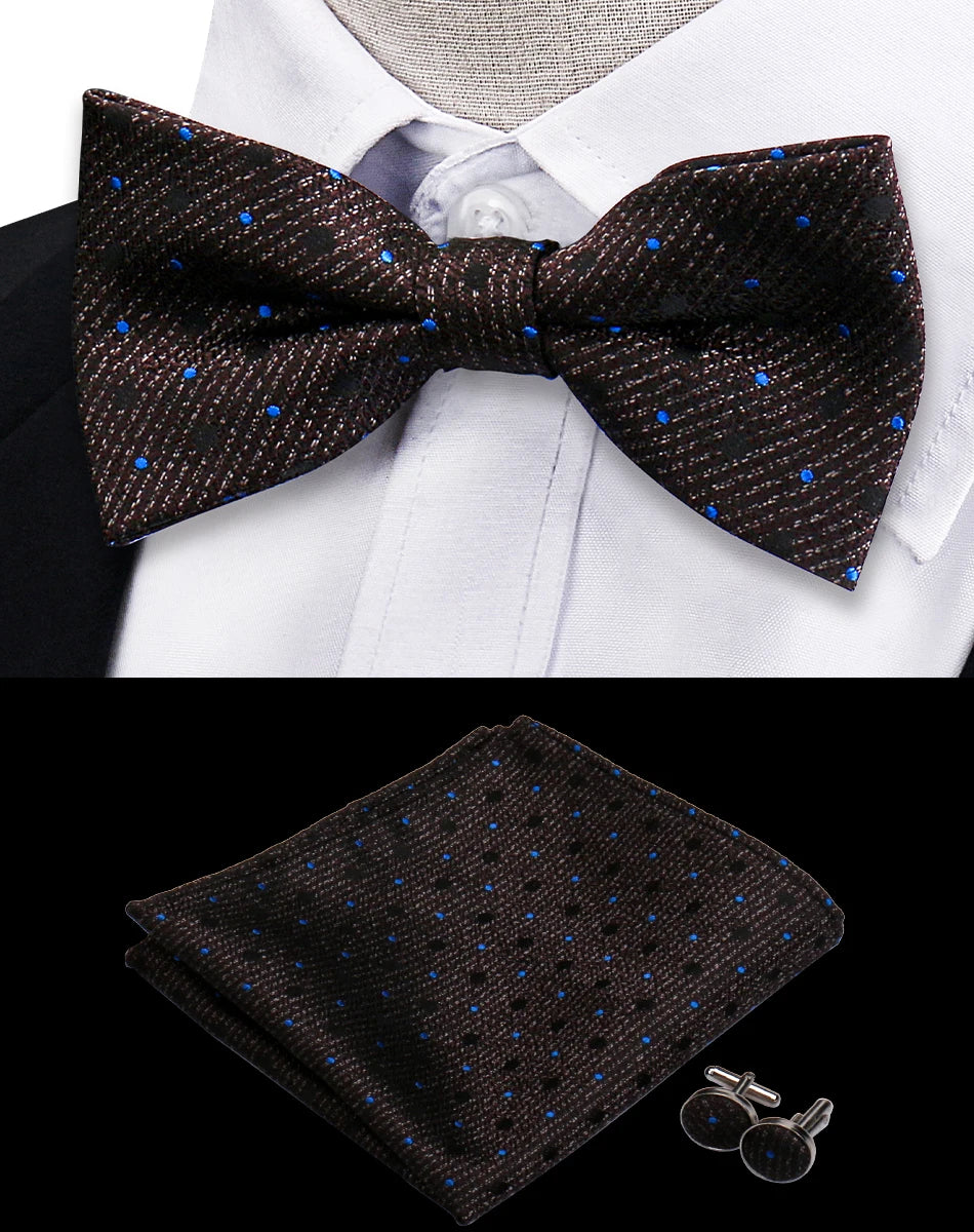 3pcs Bow Tie For Men Bowtie Handkerchief Cufflink Set For Shirts Fit Business Wedding Butterfly Paisley Pocket Square Bowtie Man