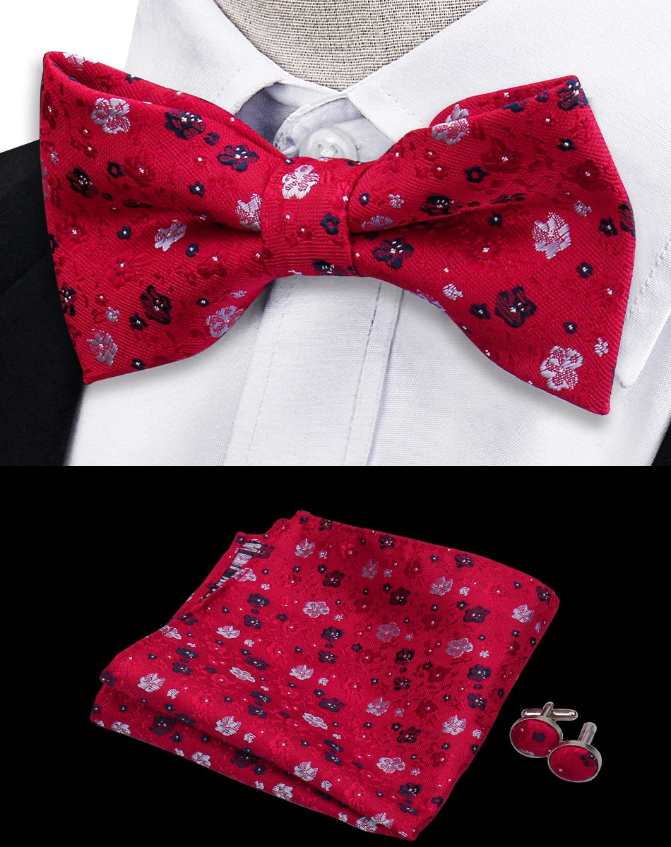 3pcs Bow Tie For Men Bowtie Handkerchief Cufflink Set For Shirts Fit Business Wedding Butterfly Paisley Pocket Square Bowtie Man