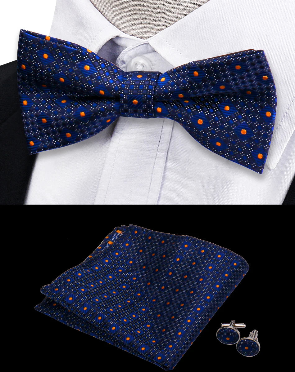 3pcs Bow Tie For Men Bowtie Handkerchief Cufflink Set For Shirts Fit Business Wedding Butterfly Paisley Pocket Square Bowtie Man