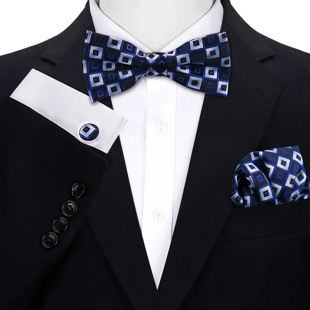 3pcs Bow Tie For Men Bowtie Handkerchief Cufflink Set For Shirts Fit Business Wedding Butterfly Paisley Pocket Square Bowtie Man
