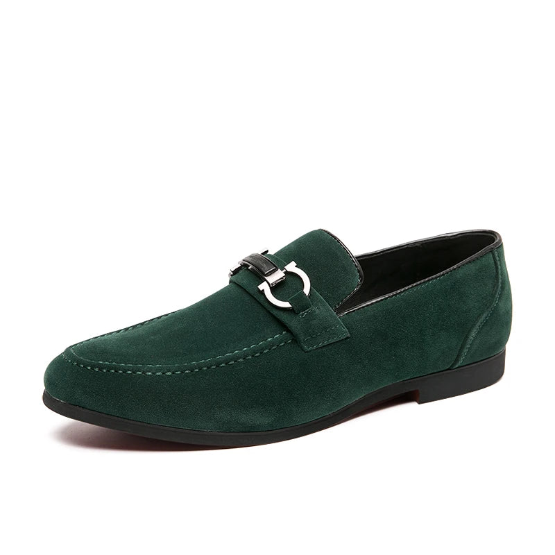 Classic Green Men's Suede Moccasins Large Size 47 Breathable Leather Loafers Men Low Slip-on Casual Shoes for Men zapatos hombre