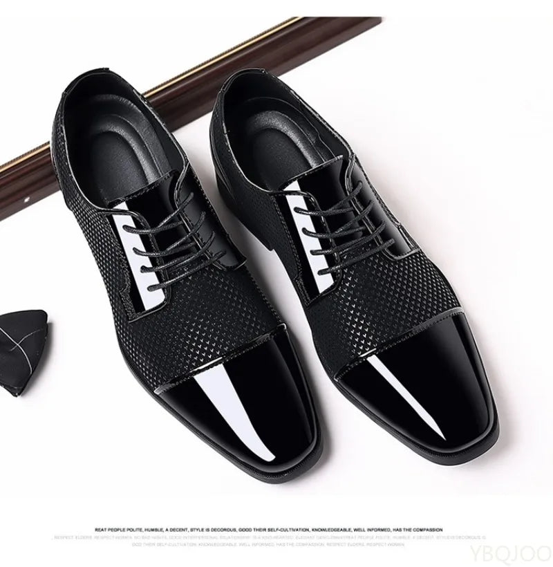 Fashionable New Business Formal Spring and Autumn Men's Shoes with Pointed Low Cut and Height Increasing Plus Size Men's Shoes