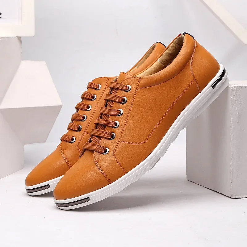 Sneakers Casual Leather Shoes for Men 2025 New Trend Walking Flats Comfortable Classic Solid Men Shoes Plus Size 48 Men Footwear