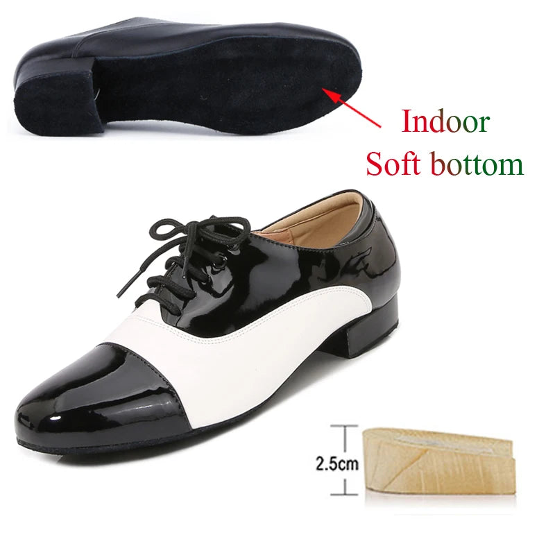 Men's Latin Dance Shoes Modern Performance Competition Sneakers Classic Black White Men's Dance Shoes New