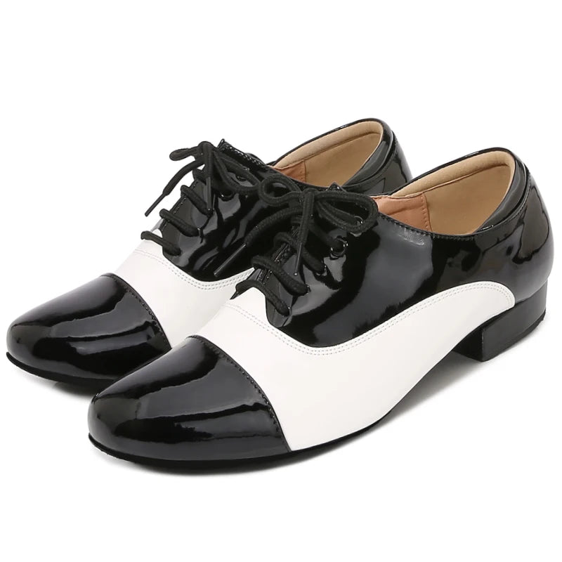 Men's Latin Dance Shoes Modern Performance Competition Sneakers Classic Black White Men's Dance Shoes New