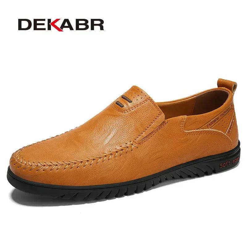 DEKABR Genuine Leather Men's Loafers Luxury Men Casual Shoes Fashion Driving Shoes Breathable Slip on Moccasins Size 37~47