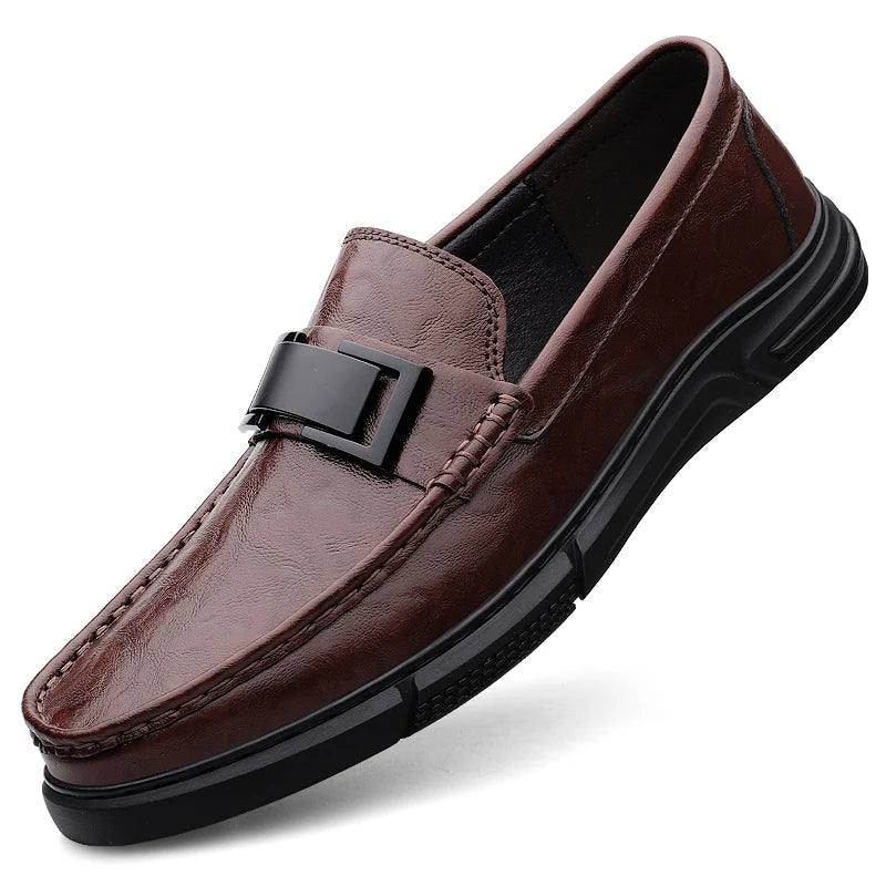 Men's Patent Leather Loafers  Business Shoes Hollowed Out and Breathable Men's Genuine Leather Casual Shoes Big Size 47 48