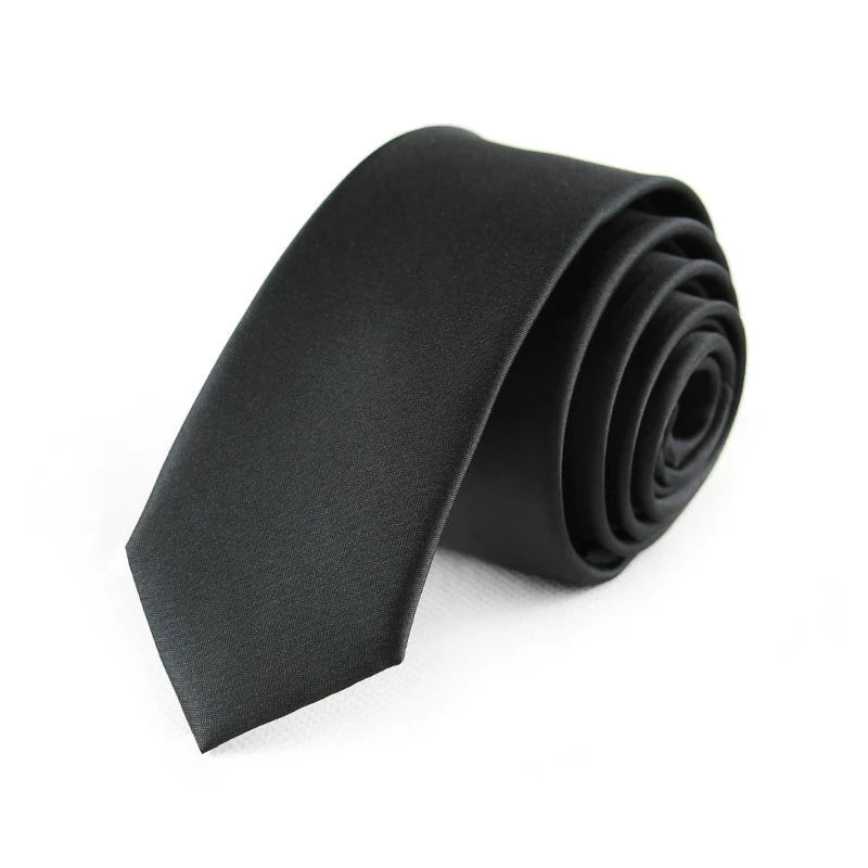 Black Colors Skinny 5CM Men's Necktie Polyester  Ties For Man Striped Dots Solid Jacquard Cravat Business Party Corbatas