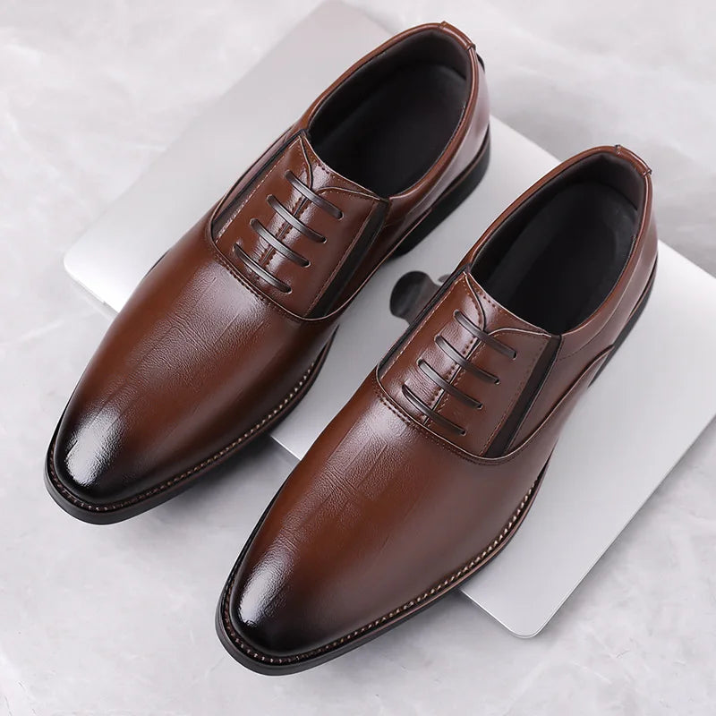 Big Size Soft Leather Shoes for Men Spring Autumn New Designer Casual Shoes Male Lace Fashion Wedding Dress Shoe Man