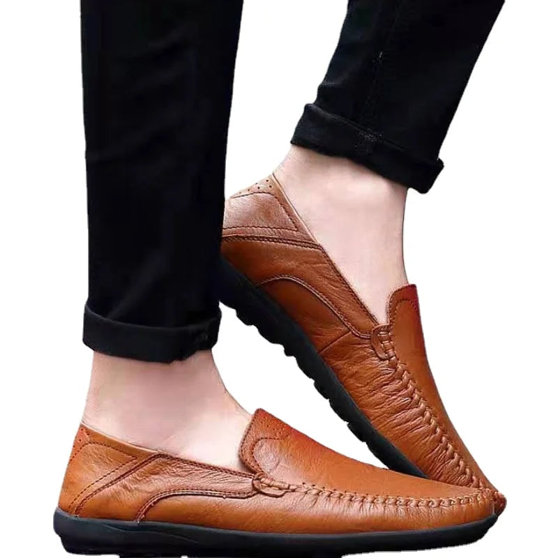 Shoes Men Leather Spring Loafers Slip on Business Casual Leather Shoes Classic Soft Moccasins Hombre Breathable Flats Shoes