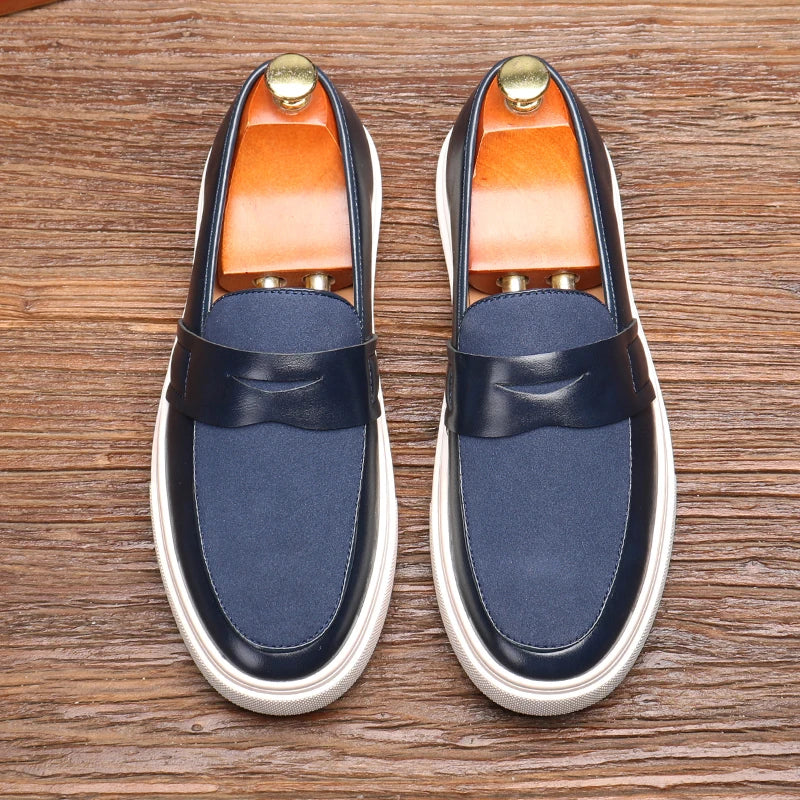 Fashion Men's Casual Slip-on Leather Shoes Men Classic British Style Penny Loafers Mens Outdoor Board Shoe Driving Flats