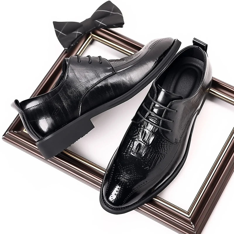 Luxury Brand Men's Glossy Leather Shoes High-end Banquet Dress Shoes Office Men's Pointed Business Shoes High-quality Versatile