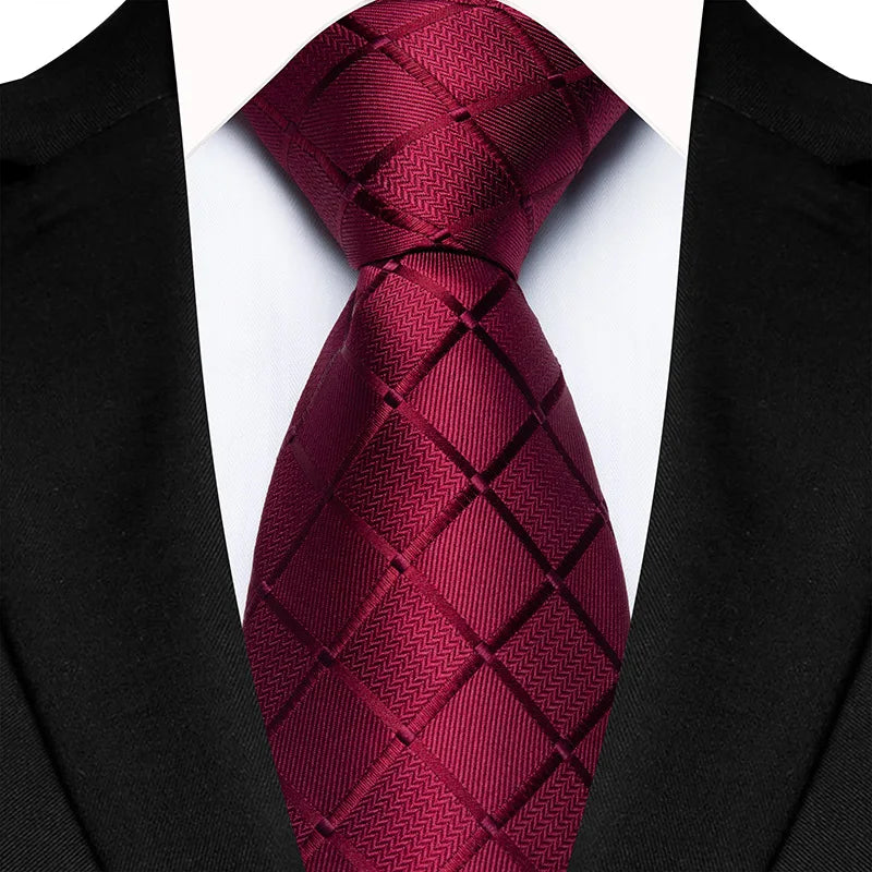 New Design Wedding 8CM Men Tie Dark Red Striped Paisley Flower Neckties For Men Business Party Groom Collar Accessories Gift