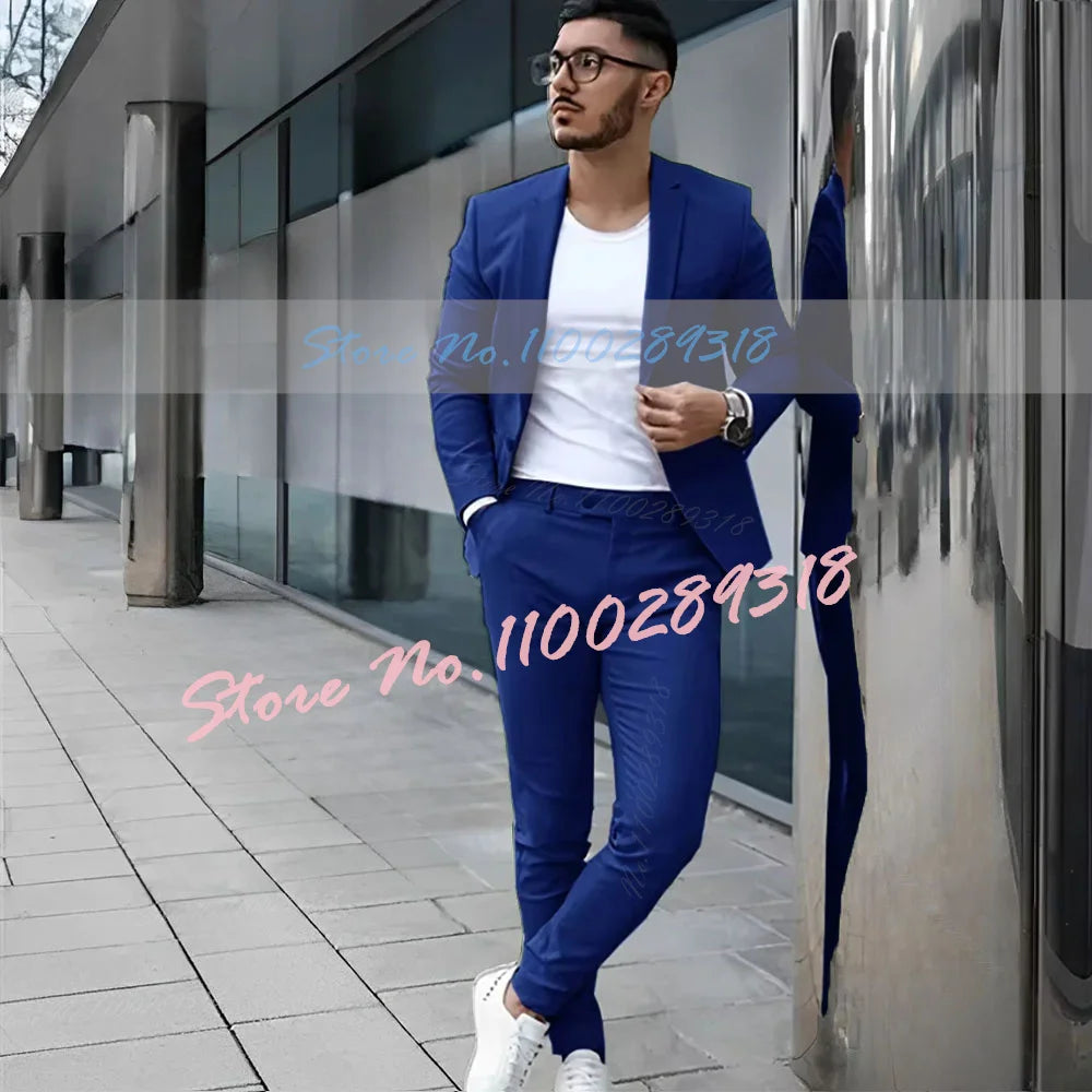 Gray Men's Suit 2 Piece Suit Summer Casual Jacket Pants Formal Wedding Tuxedo Groom Clothes Custom Color Blazer XS-5XL