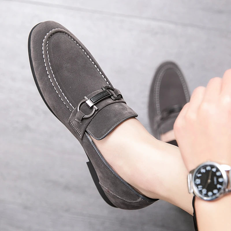 Classic Green Men's Suede Moccasins Large Size 47 Breathable Leather Loafers Men Low Slip-on Casual Shoes for Men zapatos hombre