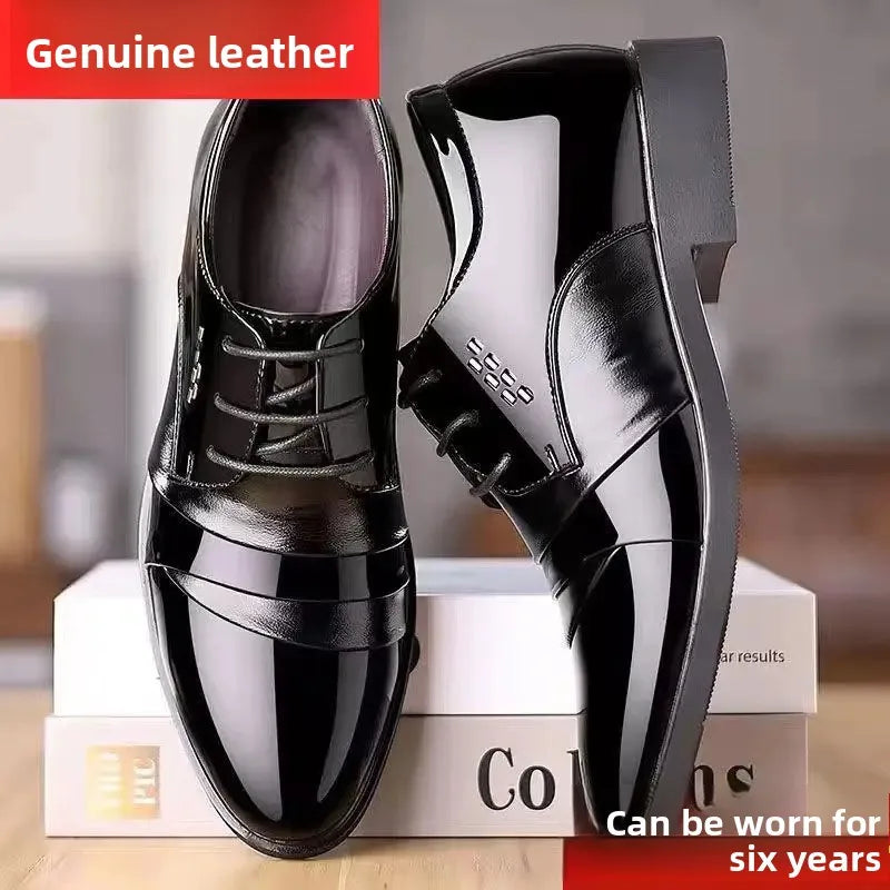Wenzhou Genuine Leather Men's Casual Shoes Sharp Toe Polished Leather Business Formal Shoes Versatile Comfortable Breathable