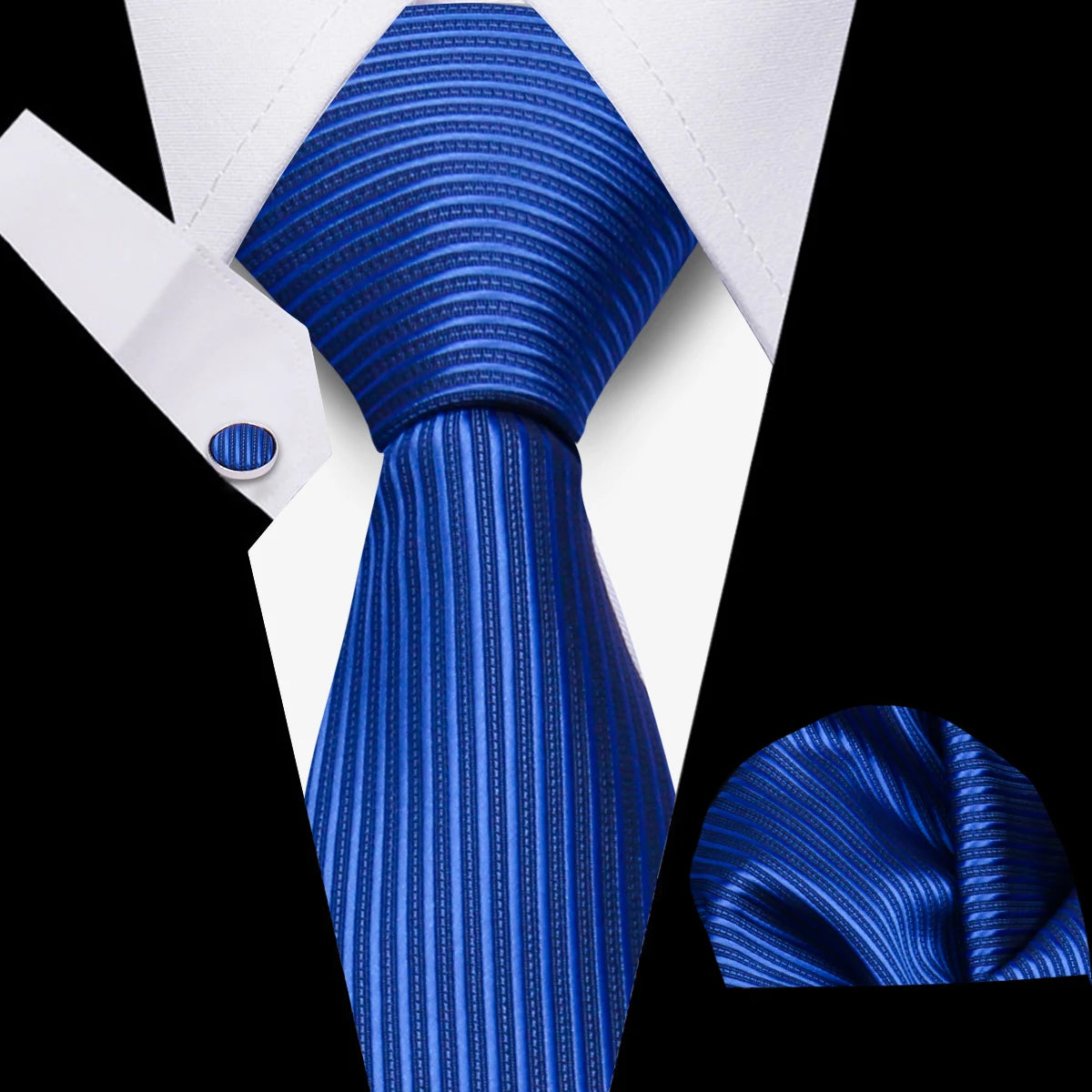 Tie Man Luxury Business Neck Tie For Mens Cufflinks Pocket Square Set 7.5cm Necktie For Wedding Party Shirts Sets White Cravats