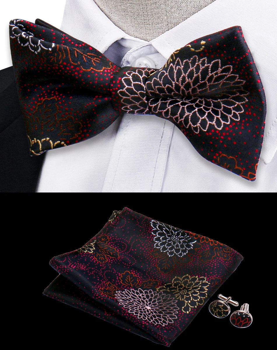 3pcs Bow Tie For Men Bowtie Handkerchief Cufflink Set For Shirts Fit Business Wedding Butterfly Paisley Pocket Square Bowtie Man