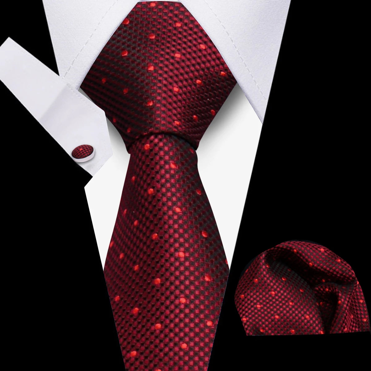 Tie Man Luxury Business Neck Tie For Mens Cufflinks Pocket Square Set 7.5cm Necktie For Wedding Party Shirts Sets White Cravats