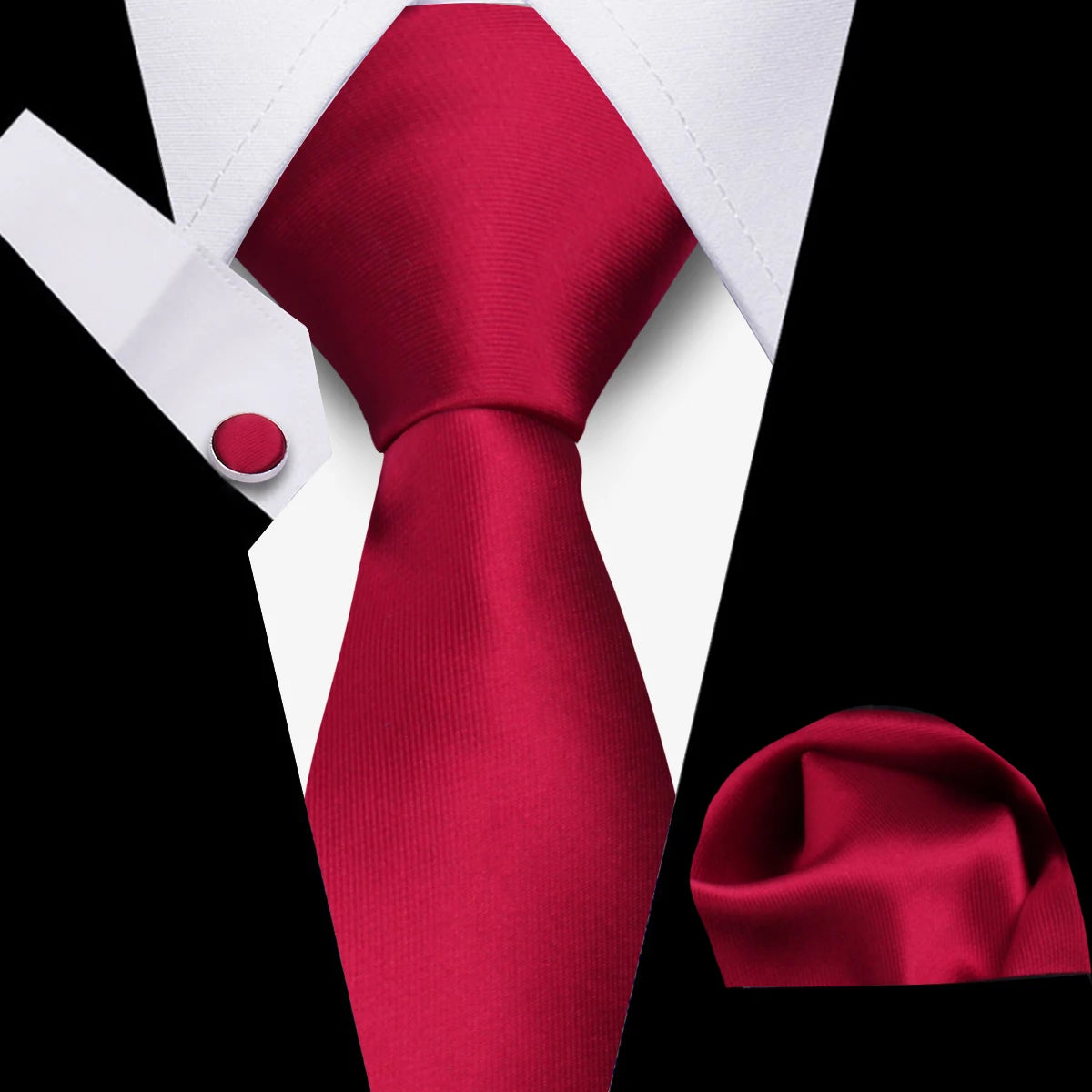 Tie Man Luxury Business Neck Tie For Mens Cufflinks Pocket Square Set 7.5cm Necktie For Wedding Party Shirts Sets White Cravats