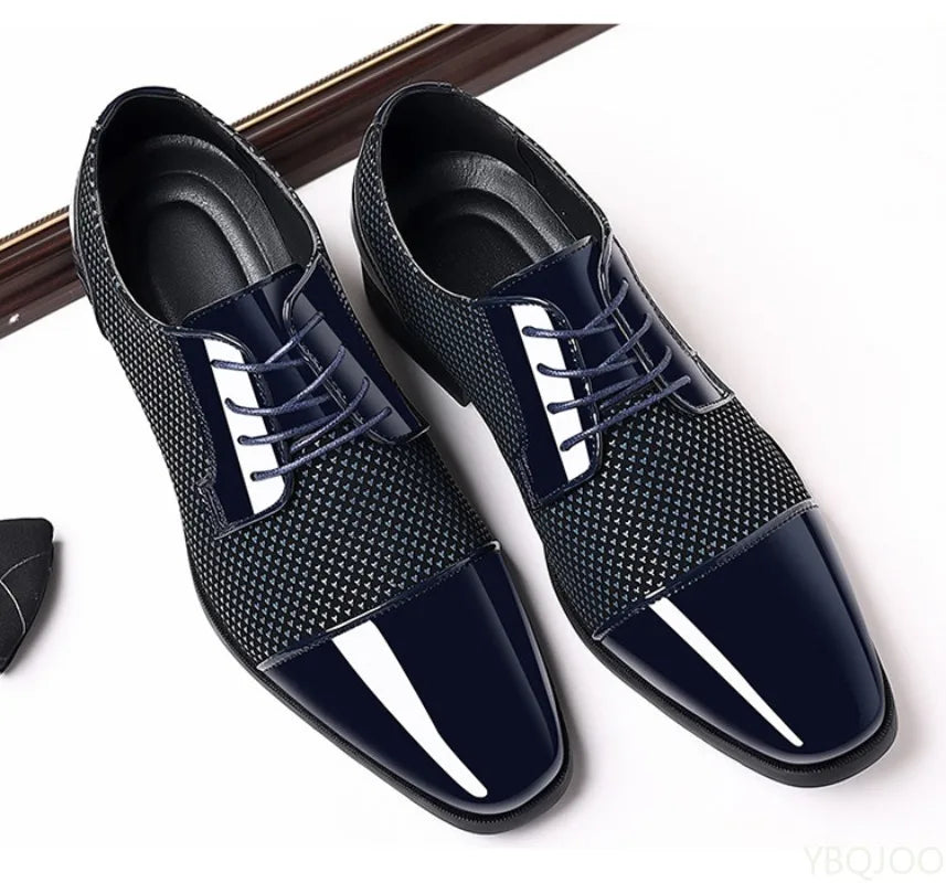 Fashionable New Business Formal Spring and Autumn Men's Shoes with Pointed Low Cut and Height Increasing Plus Size Men's Shoes