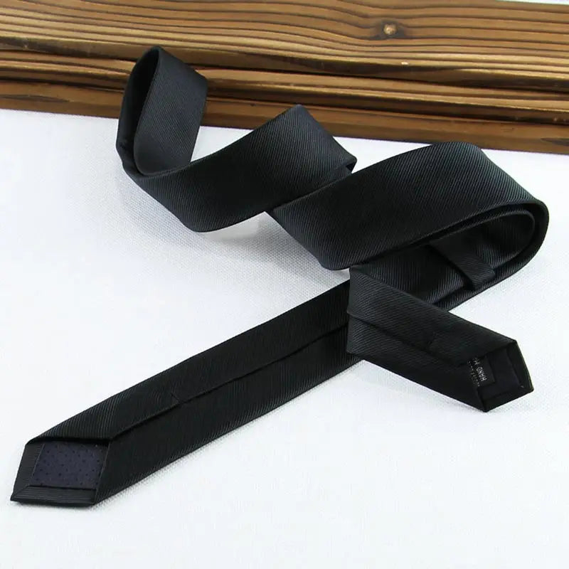 Black Colors Skinny 5CM Men's Necktie Polyester  Ties For Man Striped Dots Solid Jacquard Cravat Business Party Corbatas