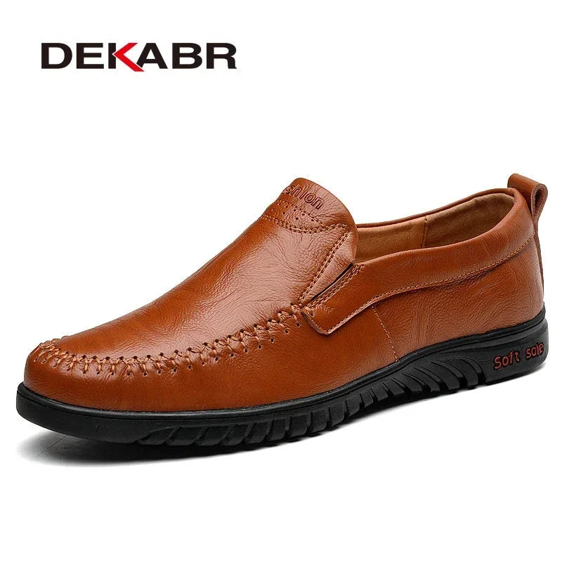 DEKABR Genuine Leather Men's Loafers Luxury Men Casual Shoes Fashion Driving Shoes Breathable Slip on Moccasins Size 37~47