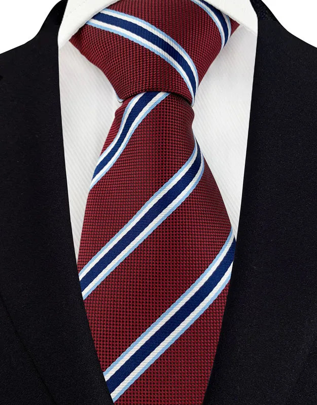 New Design Wedding 8CM Men Tie Dark Red Striped Paisley Flower Neckties For Men Business Party Groom Collar Accessories Gift
