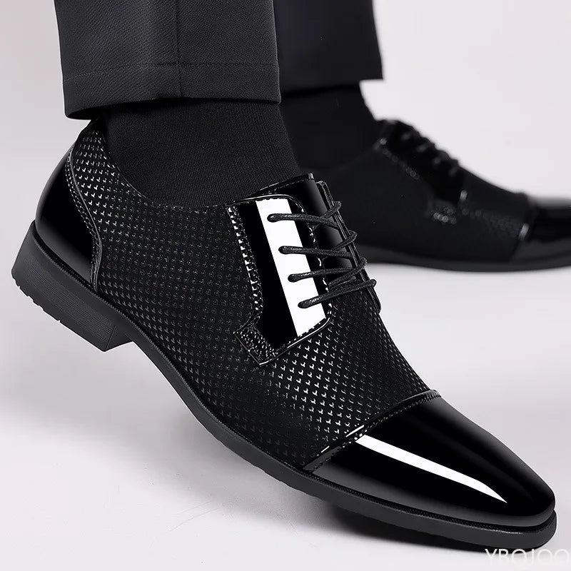 Fashionable New Business Formal Spring and Autumn Men's Shoes with Pointed Low Cut and Height Increasing Plus Size Men's Shoes
