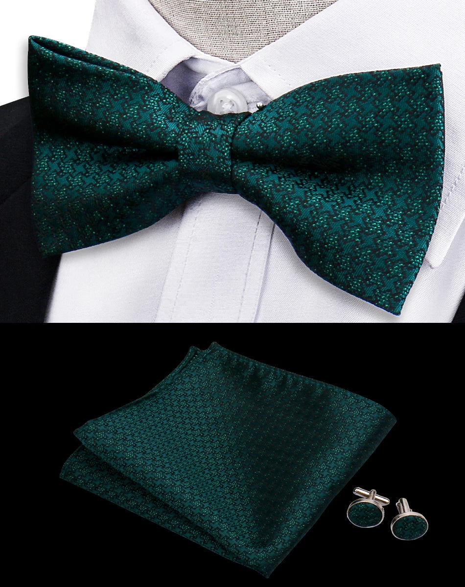 3pcs Bow Tie For Men Bowtie Handkerchief Cufflink Set For Shirts Fit Business Wedding Butterfly Paisley Pocket Square Bowtie Man