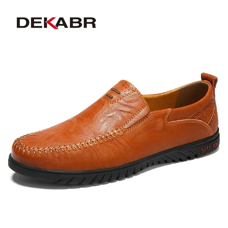 DEKABR Genuine Leather Men's Loafers Luxury Men Casual Shoes Fashion Driving Shoes Breathable Slip on Moccasins Size 37~47