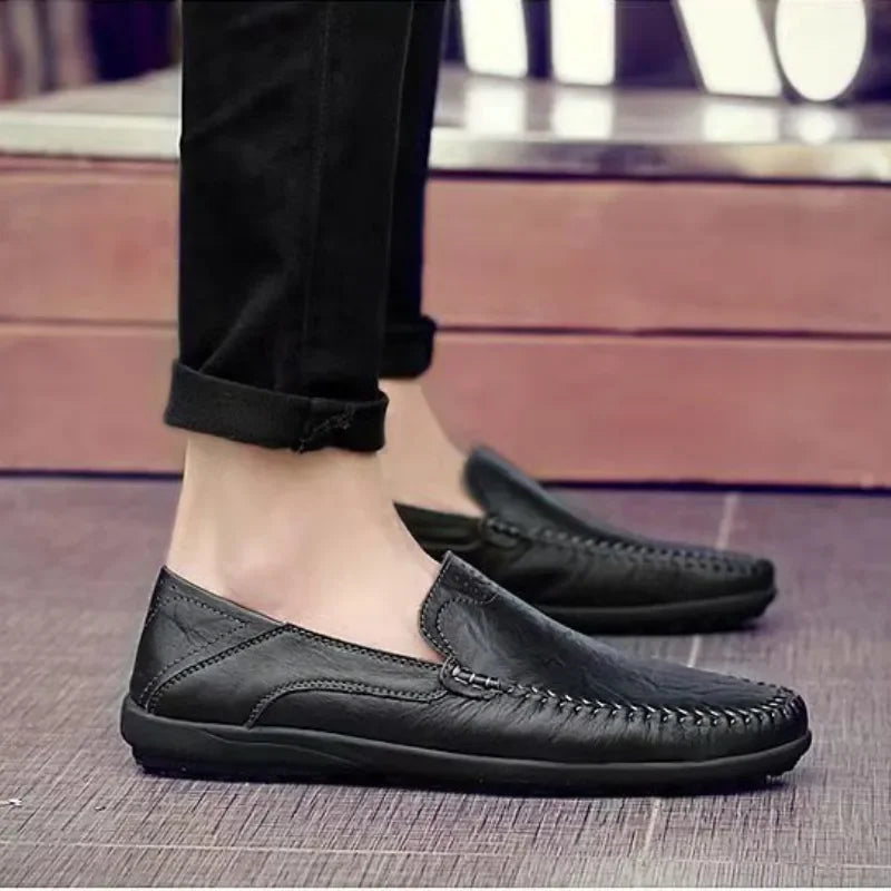 Shoes Men Leather Spring Loafers Slip on Business Casual Leather Shoes Classic Soft Moccasins Hombre Breathable Flats Shoes