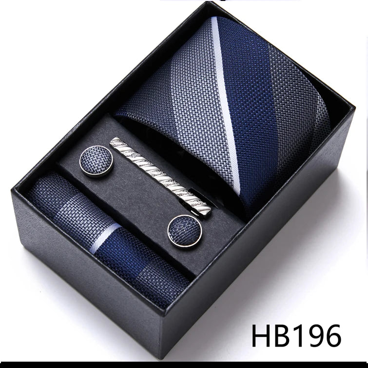 Jacquard Fashion Brand Tie Pocket Squares Set For Men Tie Handkerchief  Cufflink Necktie Gift Box Fit Wedding Holiday Workplace