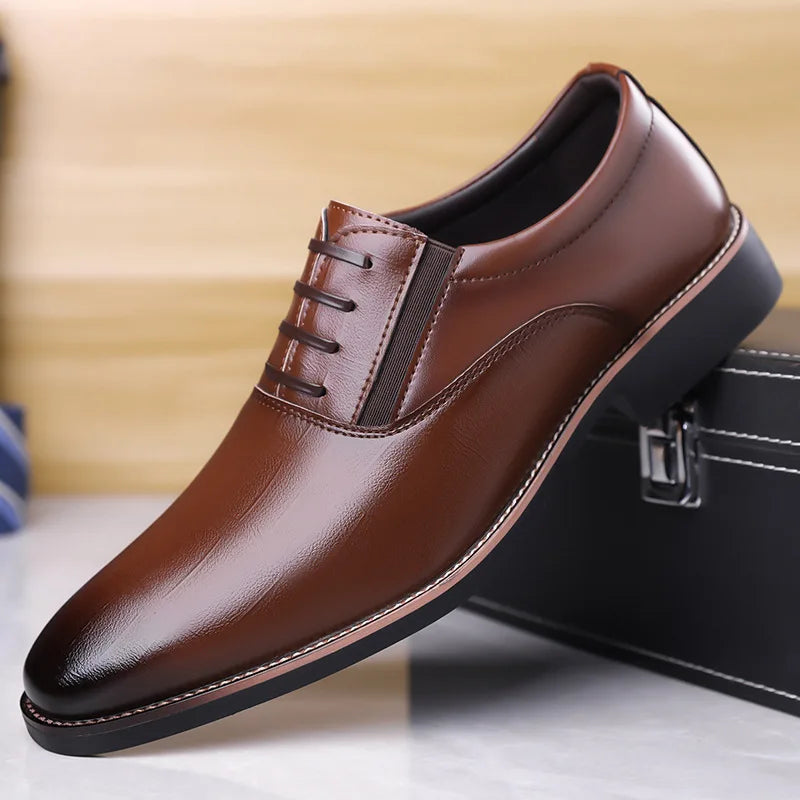 Big Size Soft Leather Shoes for Men Spring Autumn New Designer Casual Shoes Male Lace Fashion Wedding Dress Shoe Man