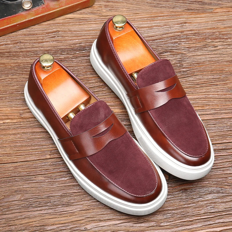 Fashion Men's Casual Slip-on Leather Shoes Men Classic British Style Penny Loafers Mens Outdoor Board Shoe Driving Flats